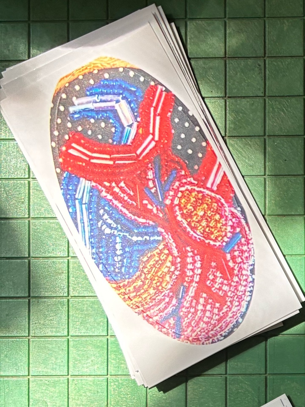 Heart Sticker Embroidery Print Seed Beaded Art Patch (misprint!)